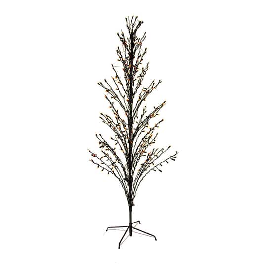 6ft. Cascade Twig Tree Outdoor Decoration, Orange LED Lights